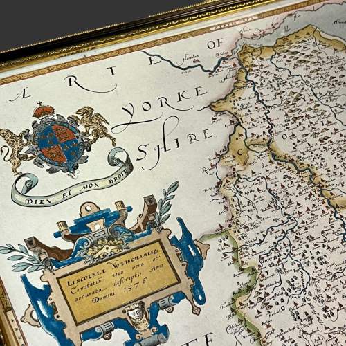 Lincolnshire Map by Christopher Saxton Dated 1576 image-6