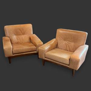 Pair of G Plan Leather Lounge Chairs