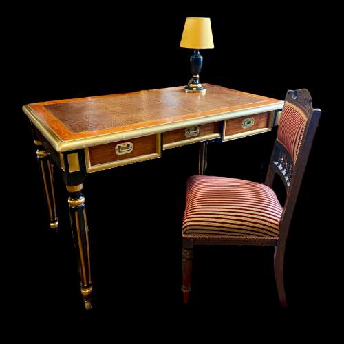 French style Writing Desk with Chair and Lamp image-1