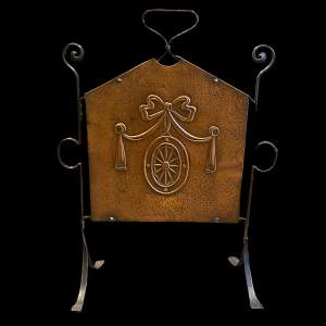 Late Victorian Wrought Iron and Copper Fire Screen