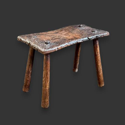 Large Early 18th Century Elm and Ash Rustic Stool image-1