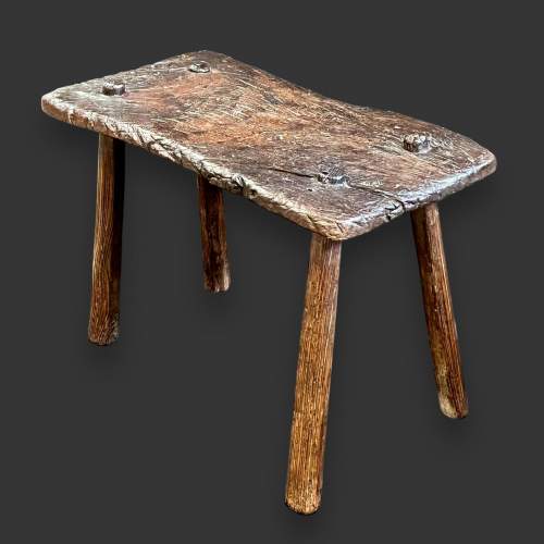 Large Early 18th Century Elm and Ash Rustic Stool image-2