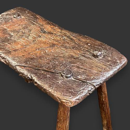 Large Early 18th Century Elm and Ash Rustic Stool image-4