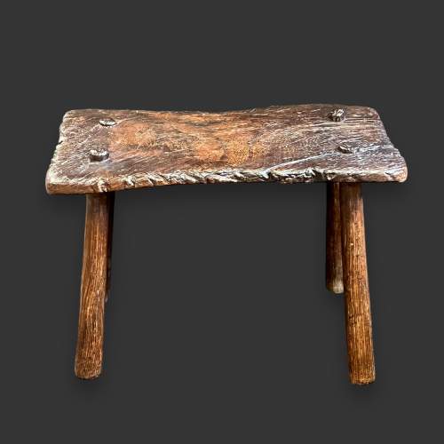 Large Early 18th Century Elm and Ash Rustic Stool image-5
