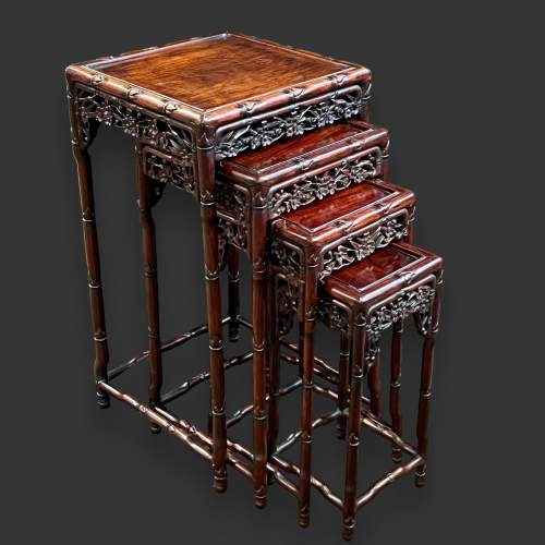 19th Century Chinese Rosewood and Mahogany Quartetto Nest of Tables image-1