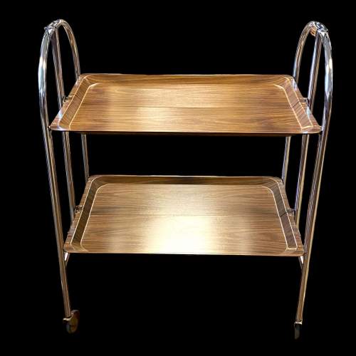 1970s Folding Chrome and Formica Drinks Trolley image-1