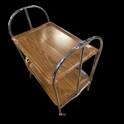 1970s Folding Chrome and Formica Drinks Trolley image-2
