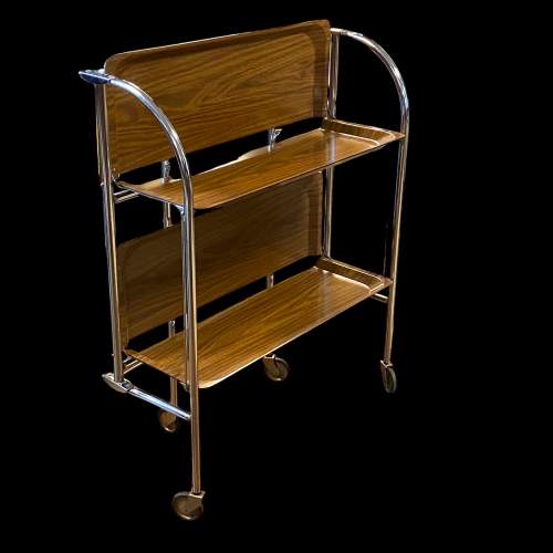 1970s Folding Chrome and Formica Drinks Trolley image-3