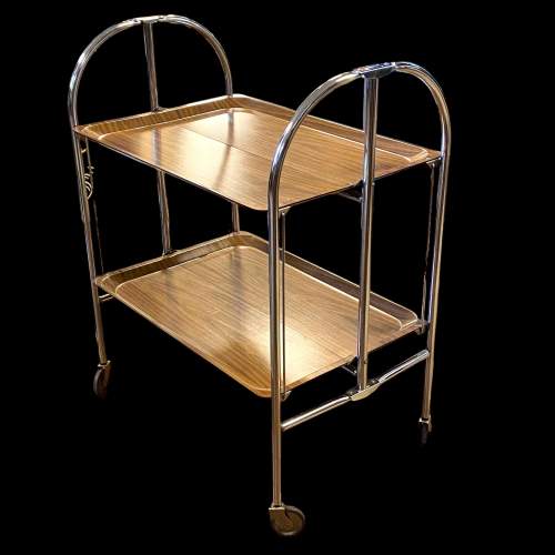 1970s Folding Chrome and Formica Drinks Trolley image-6