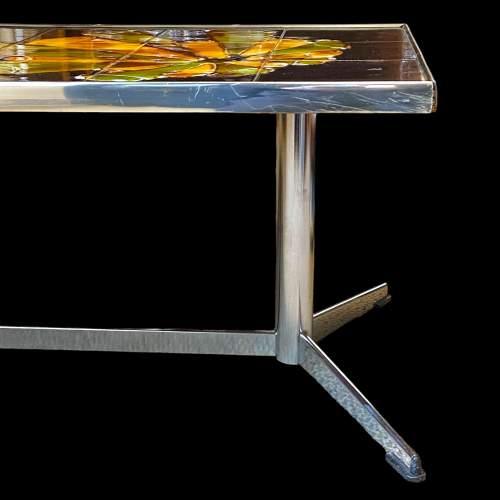 1960s Belgian Adri Chrome & Tile Top Coffee Table image-6