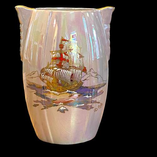 Crown Devon Fieldings 1930s Galleon Lustre Vase image-1