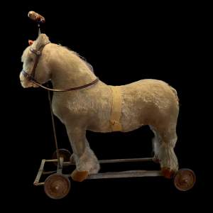 Early 20th Century Vintage Push-Along Horse