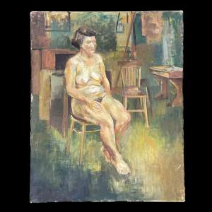 Mid 20th Century Oil on Canvas of a Female Nude