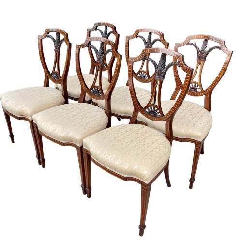 Set of Six Inlaid Dining Chairs image-1