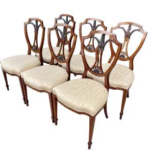 Set of Six Inlaid Dining Chairs