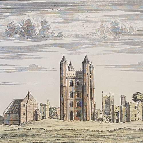 18th Century Hand Coloured Engraving of Tattershall Castle image-4
