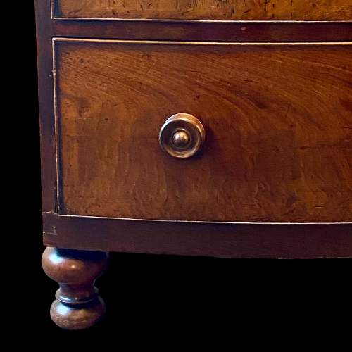 19th Century Flame Mahogany Bow Fronted Chest of Drawers image-6