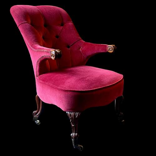 19th Century Burgundy Velvet Occasional Chair image-1
