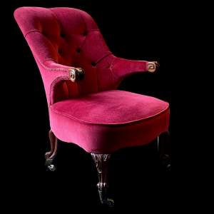 19th Century Burgundy Velvet Occasional Chair