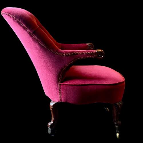19th Century Burgundy Velvet Occasional Chair image-2