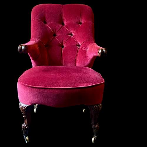 19th Century Burgundy Velvet Occasional Chair image-3
