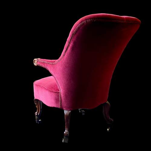 19th Century Burgundy Velvet Occasional Chair image-4