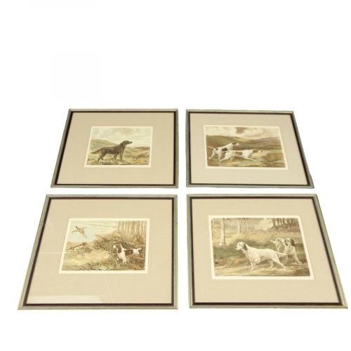 Hunting Dogs Set of Four 1930s Framed Prints image-1