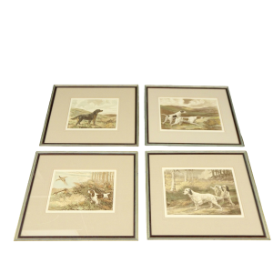 Hunting Dogs Set of Four 1930s Framed Prints