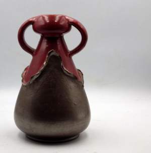 Bretby Art Pottery Art Nouveau Red and Bronzed Ceramic Vase