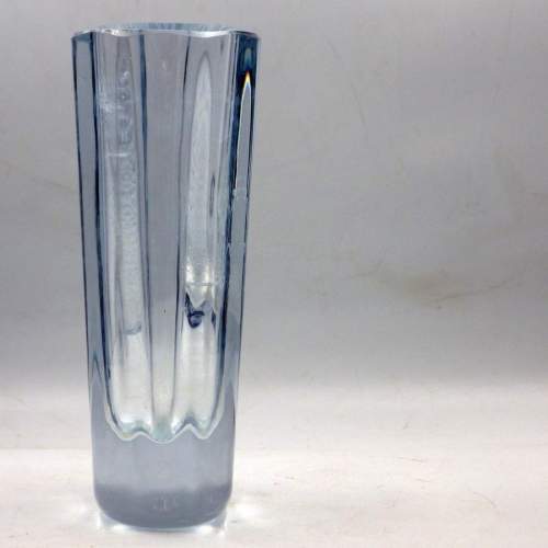 Stromberg Mid 20th Century Etched Butterfly Heavy Glass Vase image-4