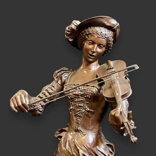 Very Large 19th Century Bronze Figure of a Violin Player image-2