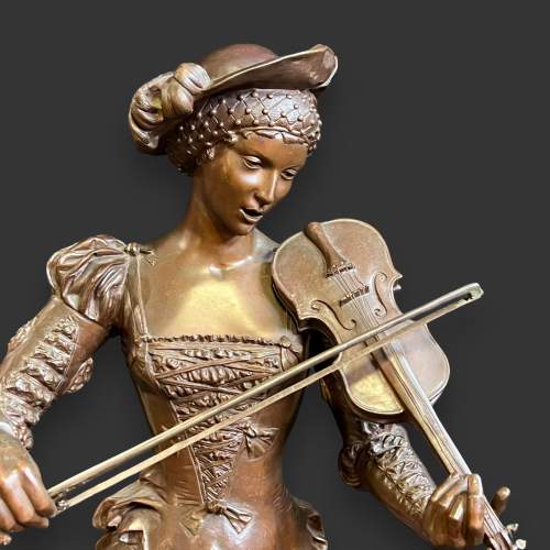 Very Large 19th Century Bronze Figure of a Violin Player image-3