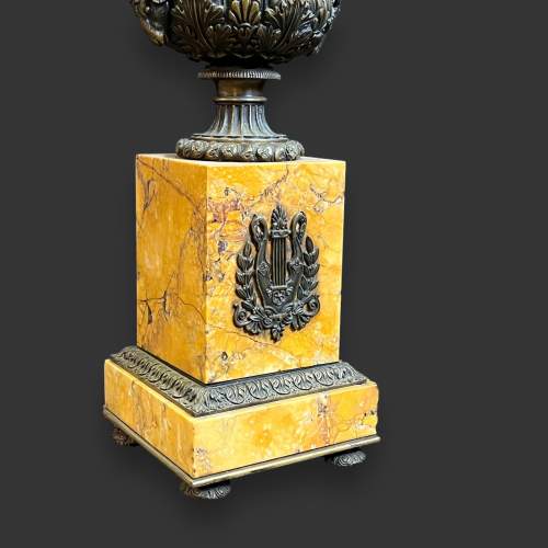 Pair of French Empire Sienna Marble and Bronze Tazza Urns image-5