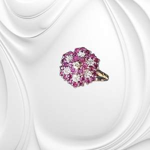 Gold Purple Sapphire Diamond Ring. London 1989