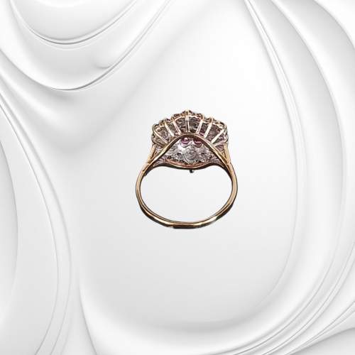 Gold Purple Sapphire Diamond Ring. London 1989 image-3