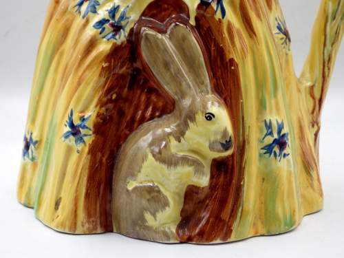 Burleigh Ware 1930s Art Deco Pottery Large Wheatsheaf Rabbit Jug image-3