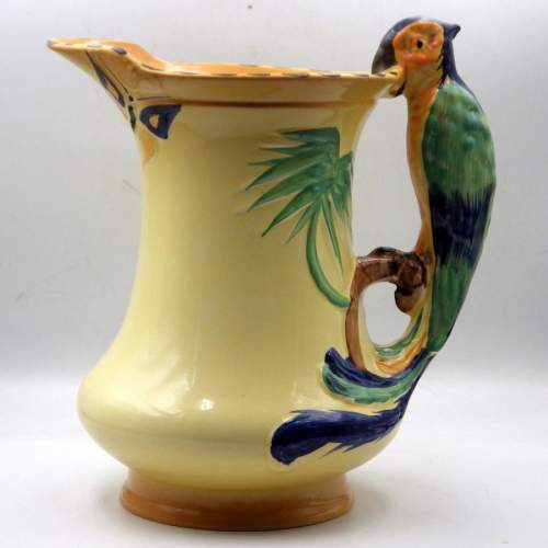 Burleigh Ware 1930s Art Deco Pottery Blue Parrot Jug image-1