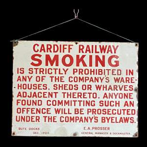 Cardiff Railway Enamel Smoking Sign