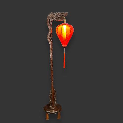Impressive Chinese Carved Hardwood Dragon Standard Lamp image-2