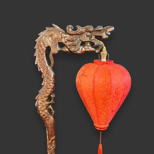 Impressive Chinese Carved Hardwood Dragon Standard Lamp image-3