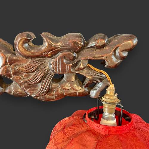 Impressive Chinese Carved Hardwood Dragon Standard Lamp image-5
