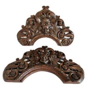 A Pair of Oak Carved Finials