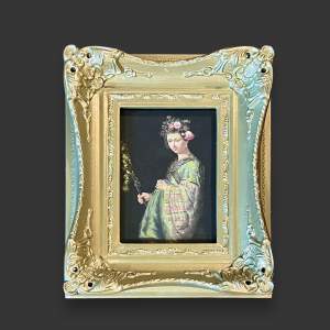 Framed Painting of a Young Japanese Woman in a Kimono
