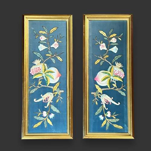 Pair of Framed Japanese Textile Panels image-1