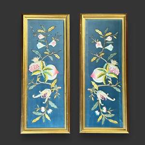 Pair of Framed Japanese Textile Panels