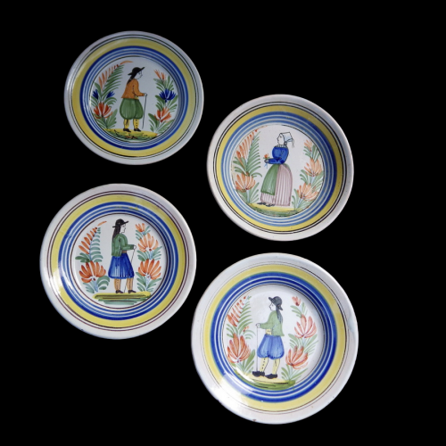 French Faience 19th Century Henriot Quimper Four Plates image-1