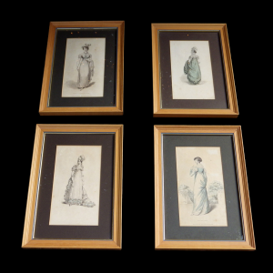 Set of Four Antique Early 19th Century Engravings Fashion Prints