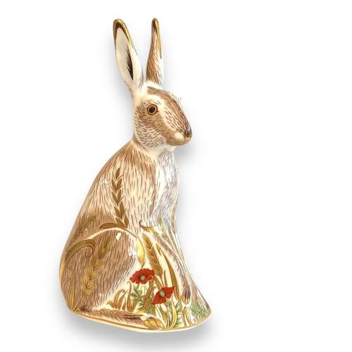 Royal Crown Derby Paperweight of a Midsummer Hare image-1