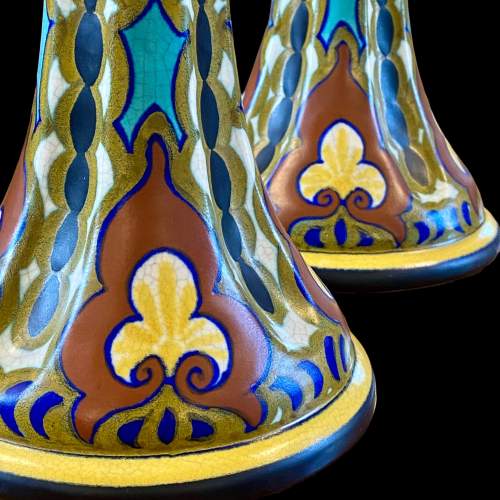 Good Pair of Dutch Gouda Art Pottery Candlesticks image-6