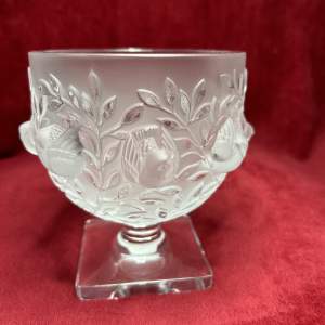 Lalique Elizabeth Pattern Vase in Clear & Frosted Glass & Box